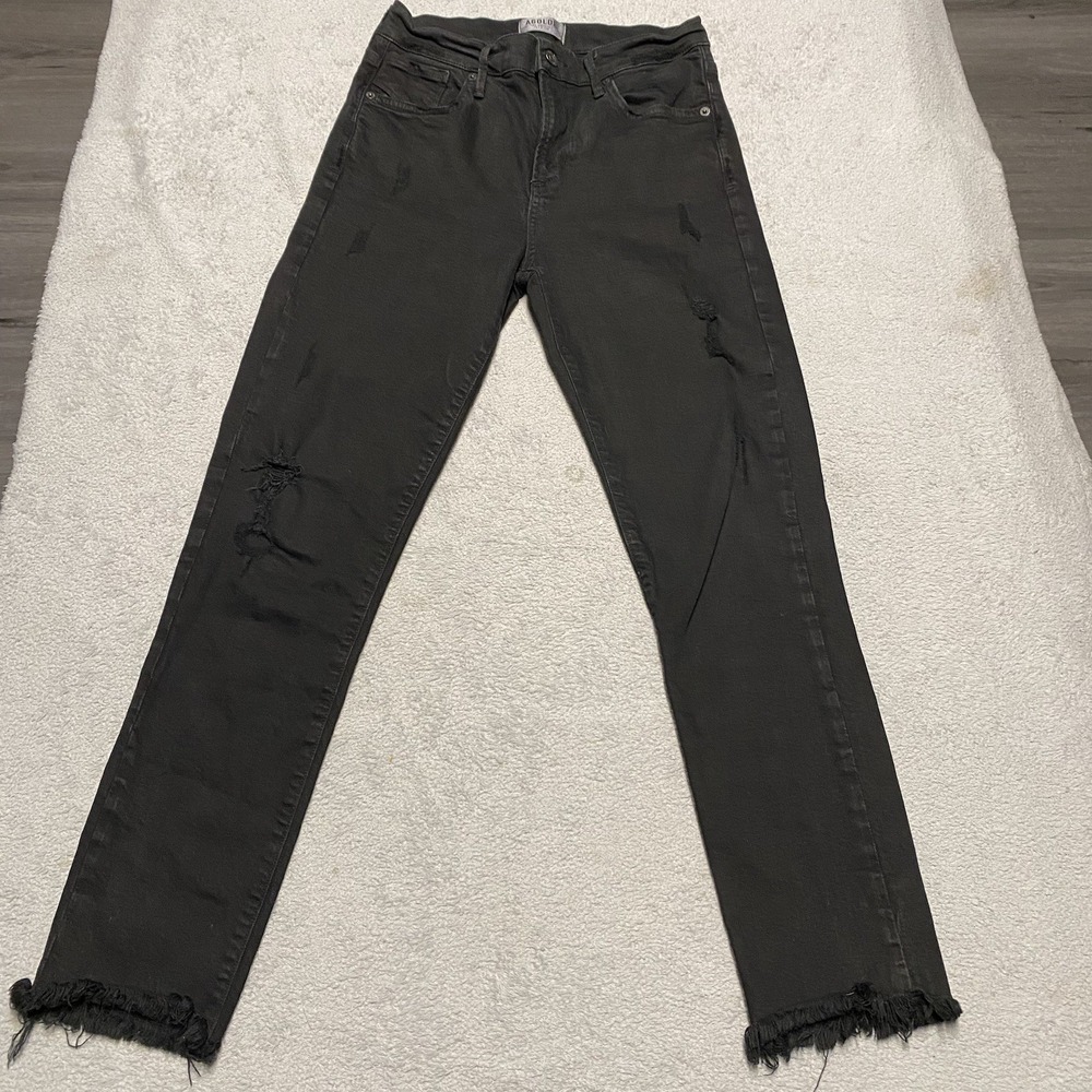 Agolde Black Distressed Ankle Jeans